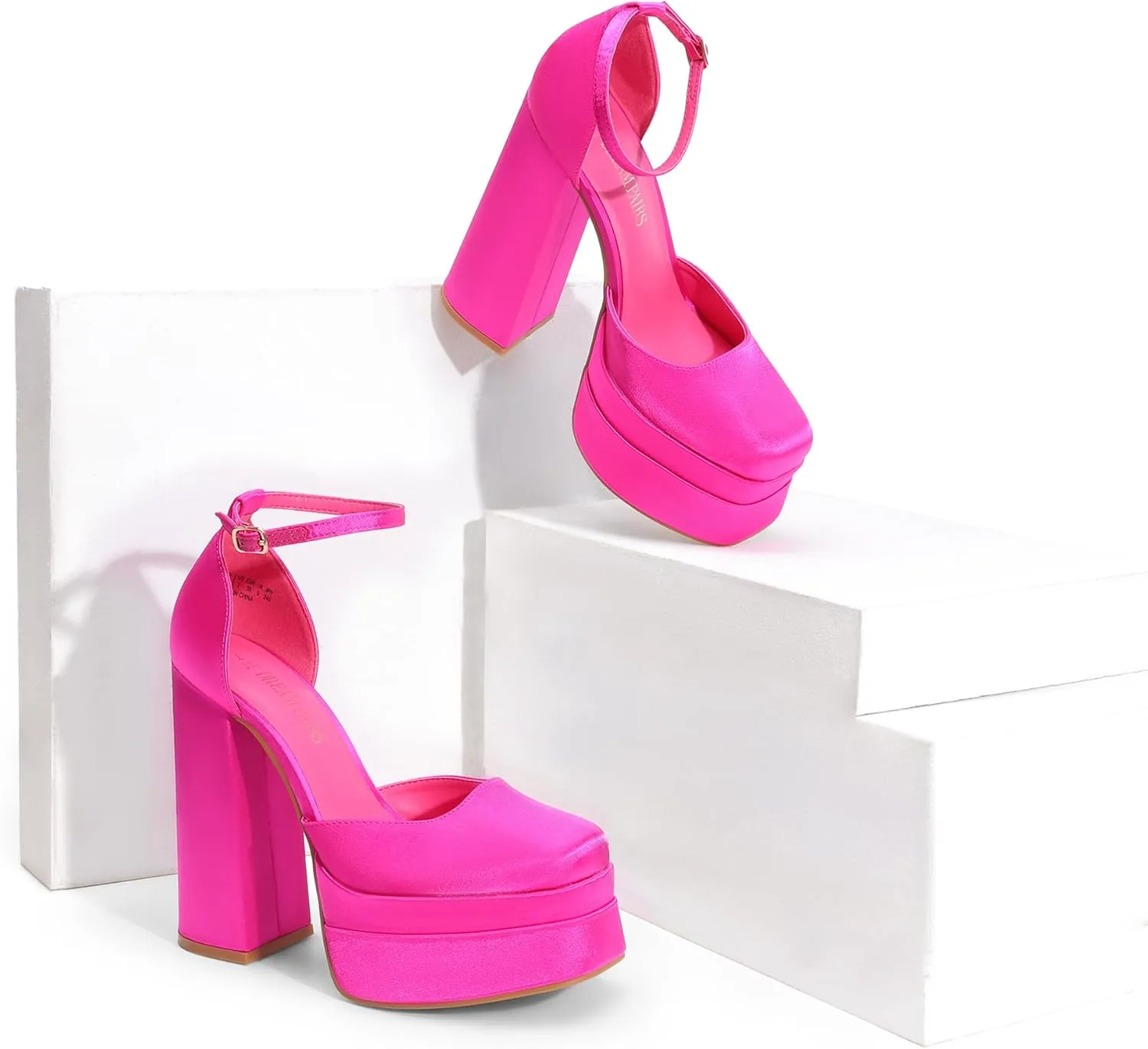 DREAM PAIRS Women’s High Chunky Platform Closed Toe Block Heels Square Toe Ankle Strap Dress Wedding Party Pumps Shoes Aurelia
