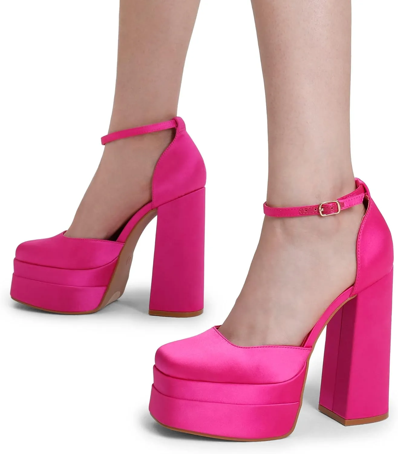 DREAM PAIRS Women’s High Chunky Platform Closed Toe Block Heels Square Toe Ankle Strap Dress Wedding Party Pumps Shoes Aurelia