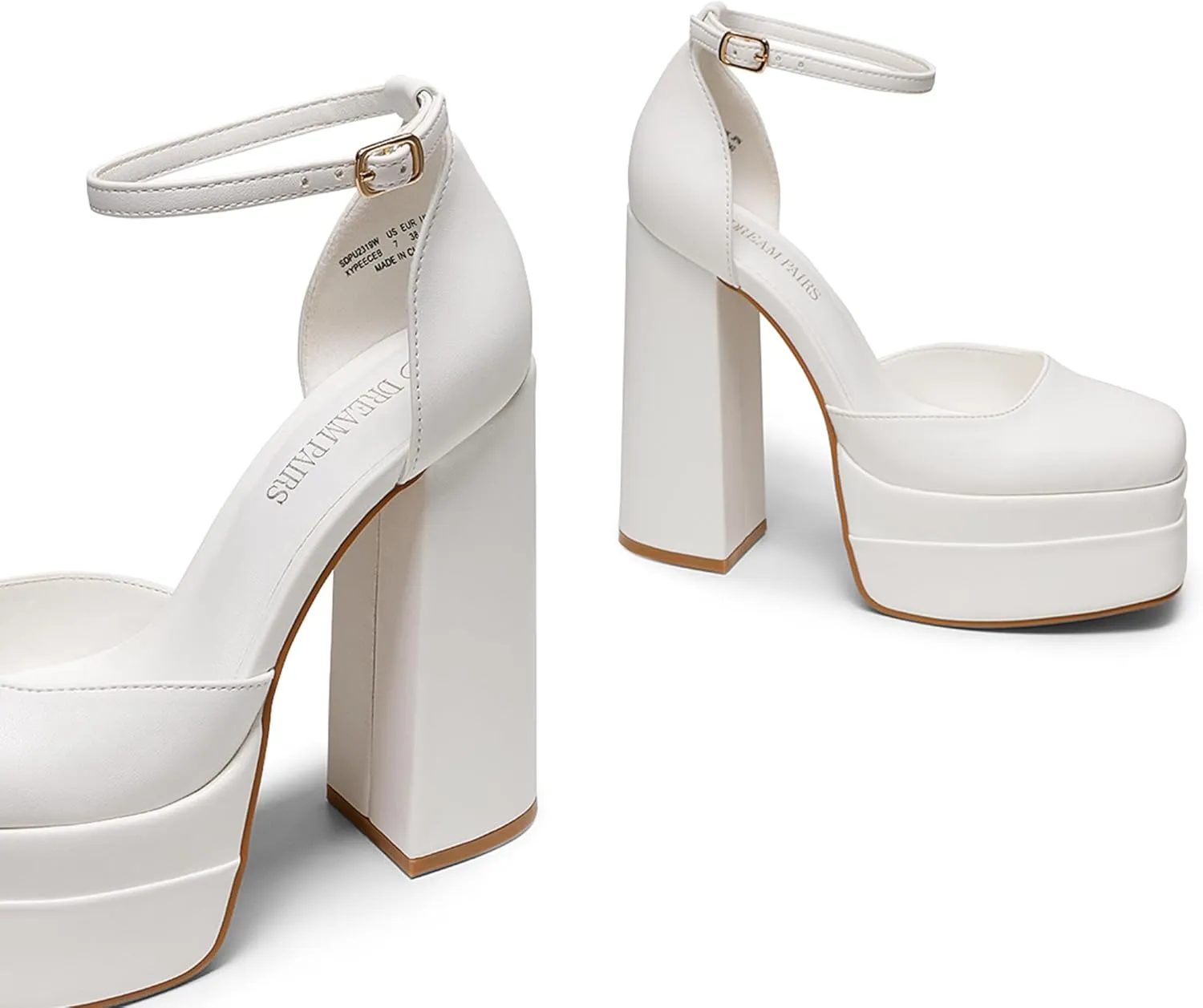 DREAM PAIRS Women’s High Chunky Platform Closed Toe Block Heels Square Toe Ankle Strap Dress Wedding Party Pumps Shoes Aurelia