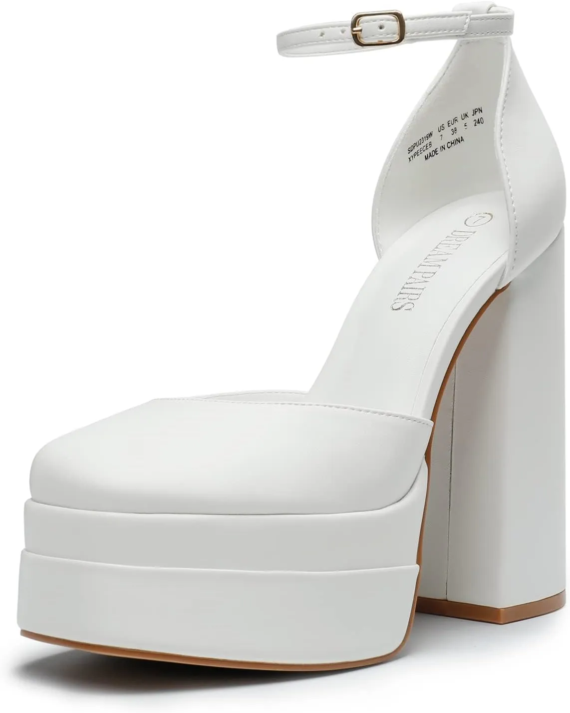 DREAM PAIRS Women’s High Chunky Platform Closed Toe Block Heels Square Toe Ankle Strap Dress Wedding Party Pumps Shoes Aurelia