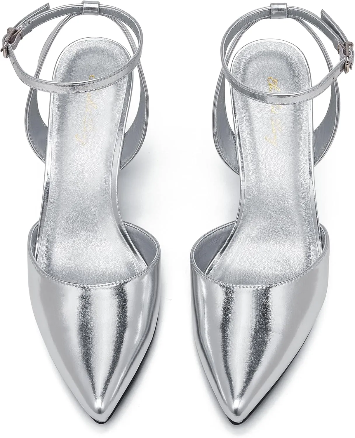 Elisabet Tang 3.42 inch Trendy Ankle Strap Pumps for Women - Sexy Closed Pointed Toe mid Stiletto Heels for Prom Party