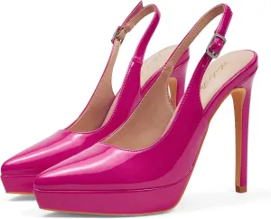 Elisabet Tang Platform Pumps 5 Inch Pointed Closed Toe Stiletto Slingback High Heel for Women Evening Prom Party Wedding Homecoming Dress Shoes Sexy