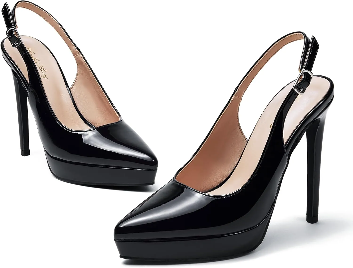 Elisabet Tang Platform Pumps 5 Inch Pointed Closed Toe Stiletto Slingback High Heel for Women Evening Prom Party Wedding Homecoming Dress Shoes Sexy