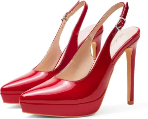Elisabet Tang Platform Pumps 5 Inch Pointed Closed Toe Stiletto Slingback High Heel for Women Evening Prom Party Wedding Homecoming Dress Shoes Sexy