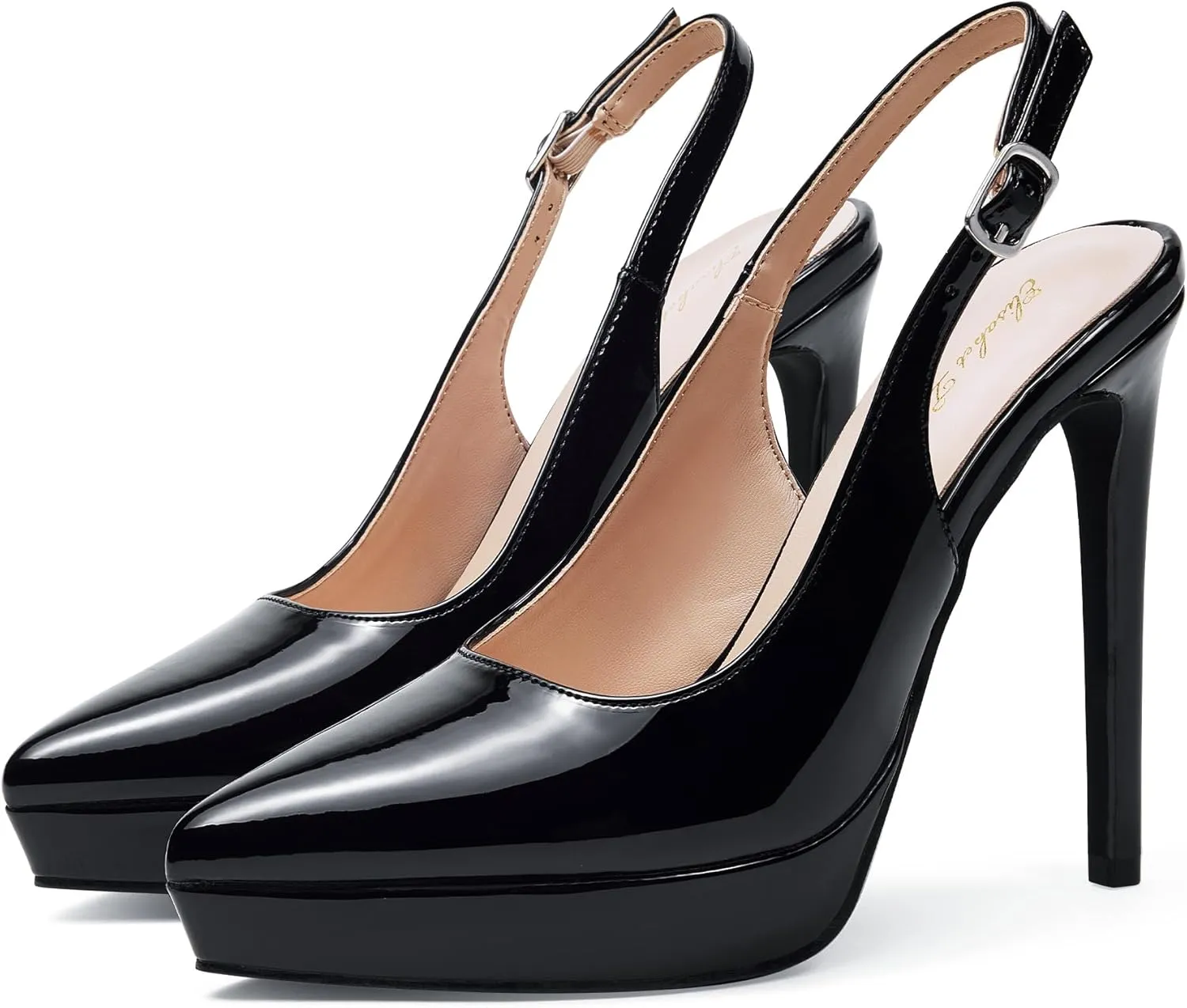 Elisabet Tang Platform Pumps 5 Inch Pointed Closed Toe Stiletto Slingback High Heel for Women Evening Prom Party Wedding Homecoming Dress Shoes Sexy