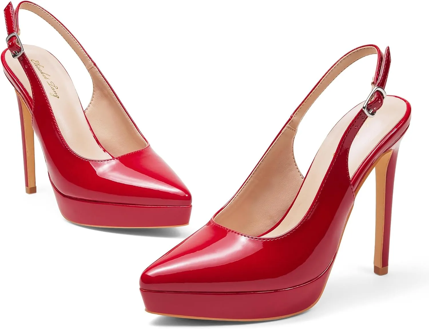 Elisabet Tang Platform Pumps 5 Inch Pointed Closed Toe Stiletto Slingback High Heel for Women Evening Prom Party Wedding Homecoming Dress Shoes Sexy