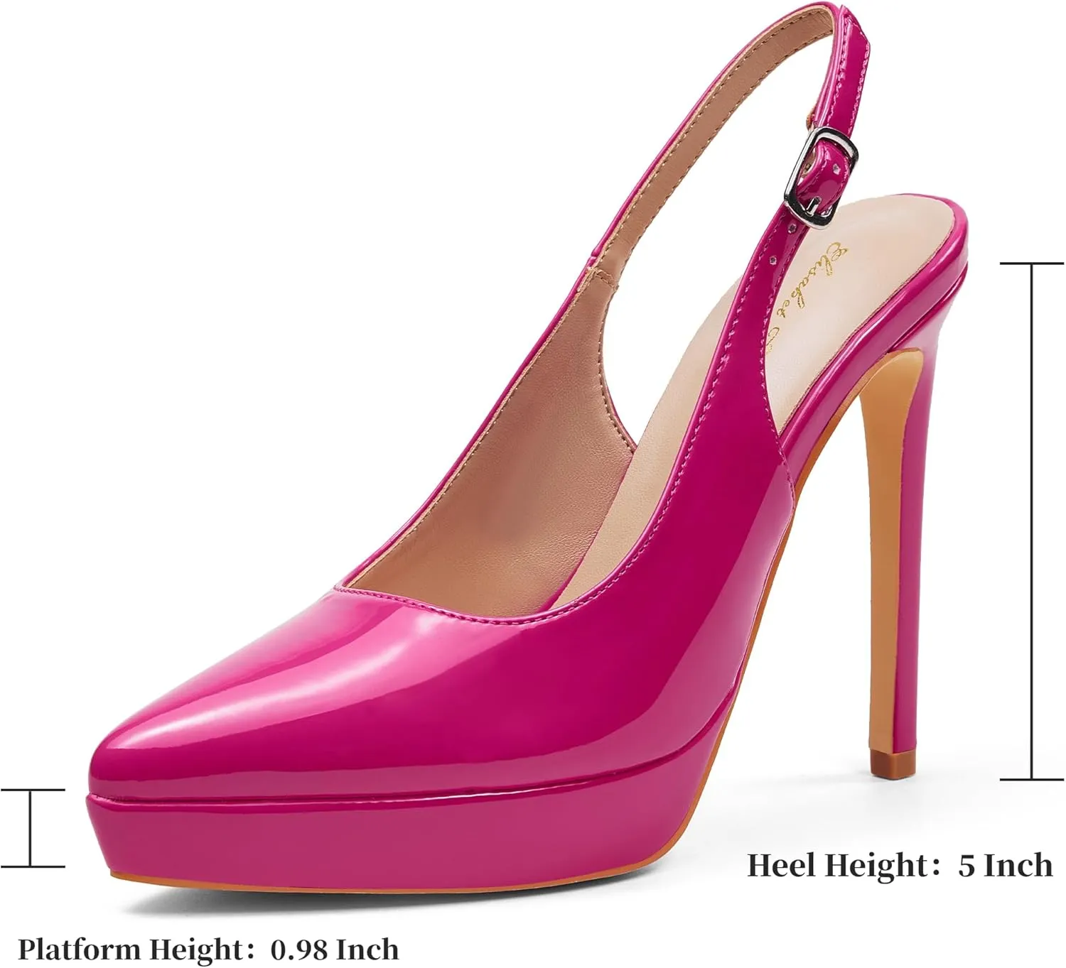 Elisabet Tang Platform Pumps 5 Inch Pointed Closed Toe Stiletto Slingback High Heel for Women Evening Prom Party Wedding Homecoming Dress Shoes Sexy