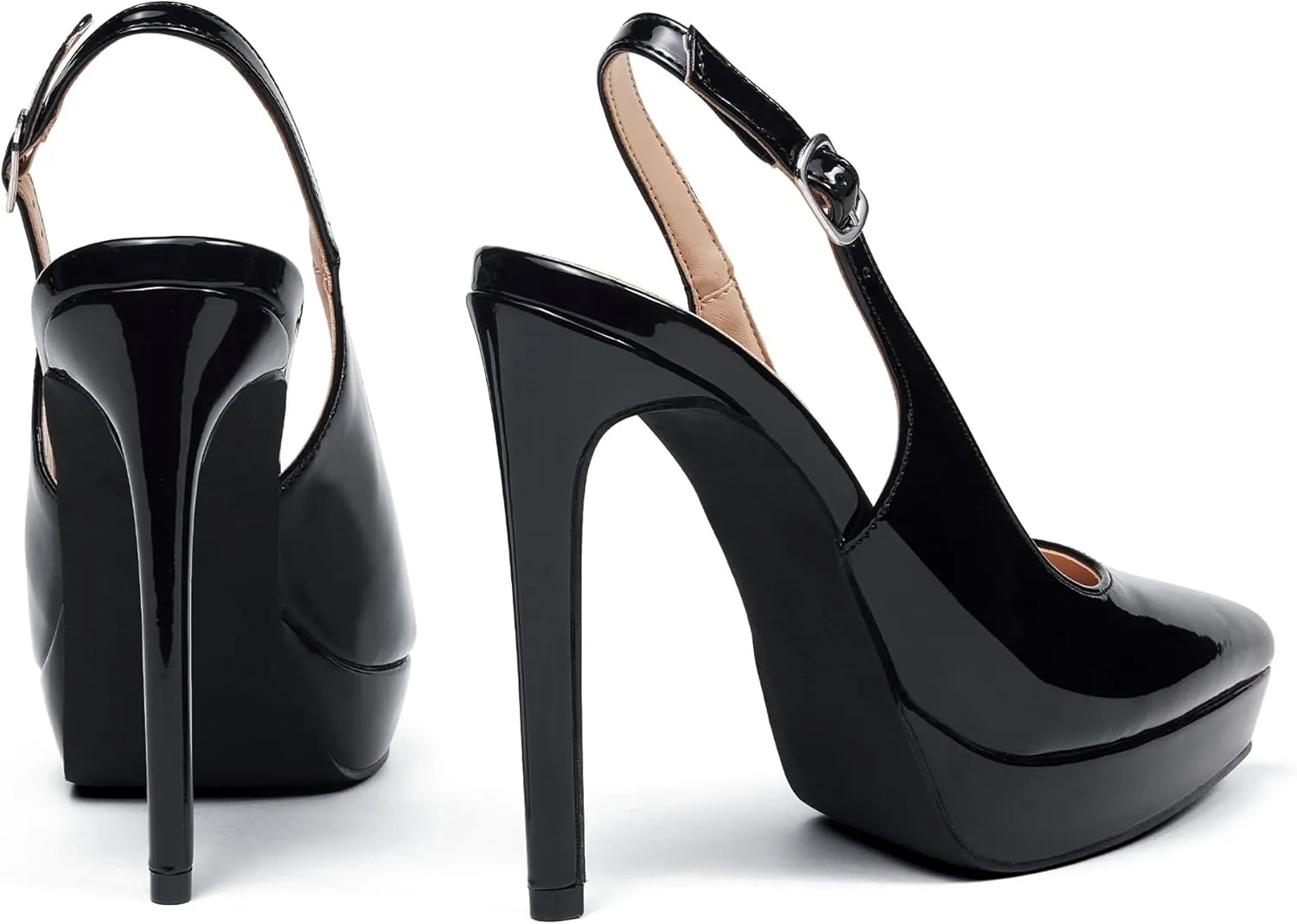 Elisabet Tang Platform Pumps 5 Inch Pointed Closed Toe Stiletto Slingback High Heel for Women Evening Prom Party Wedding Homecoming Dress Shoes Sexy