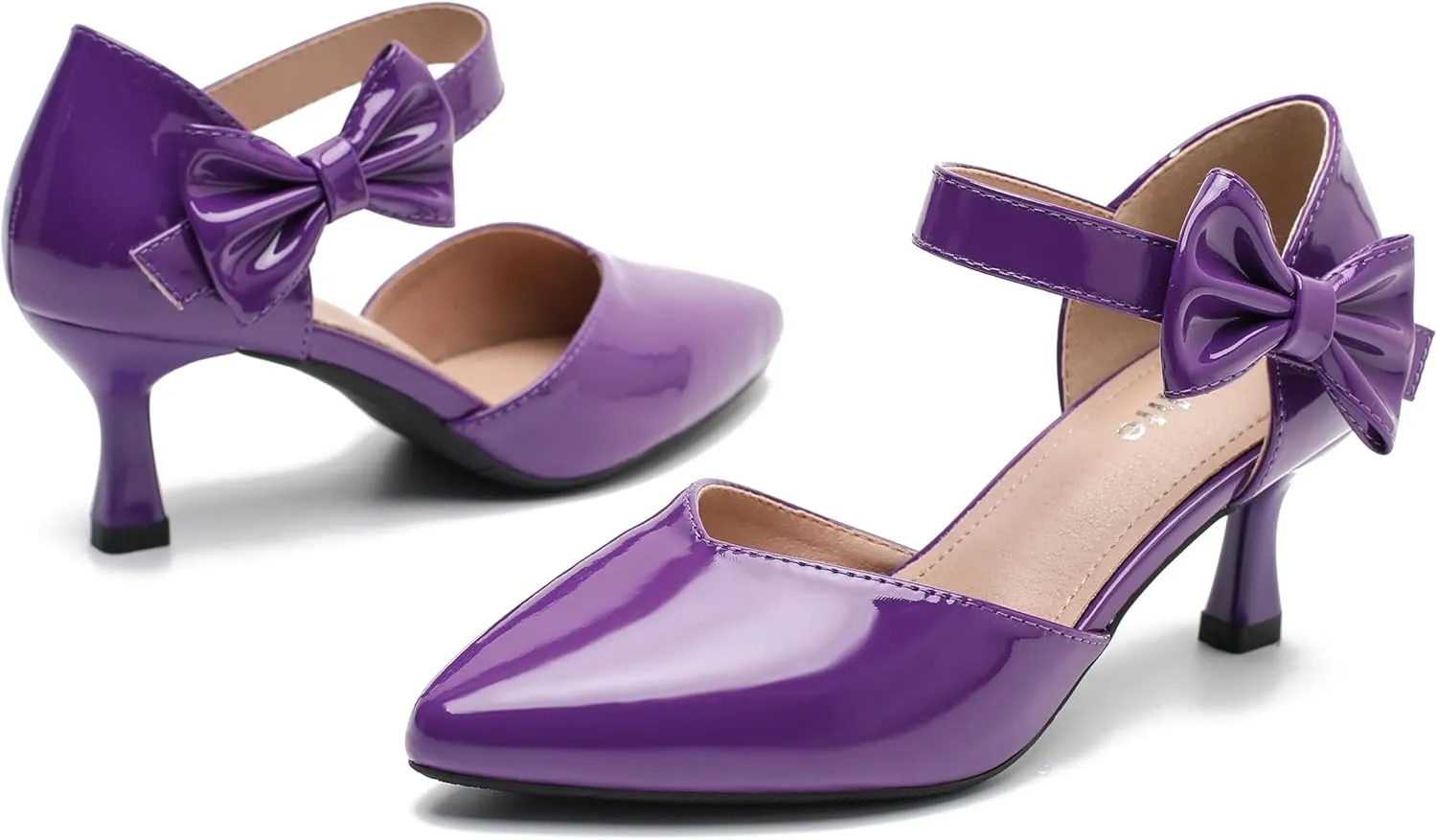 fereshte Women's Bow Kitten Heels Pumps Ankle Strap Dress Wedding Evening Party Shoes