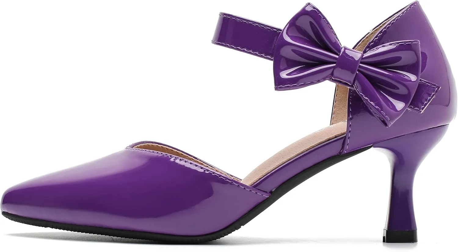 fereshte Women's Bow Kitten Heels Pumps Ankle Strap Dress Wedding Evening Party Shoes