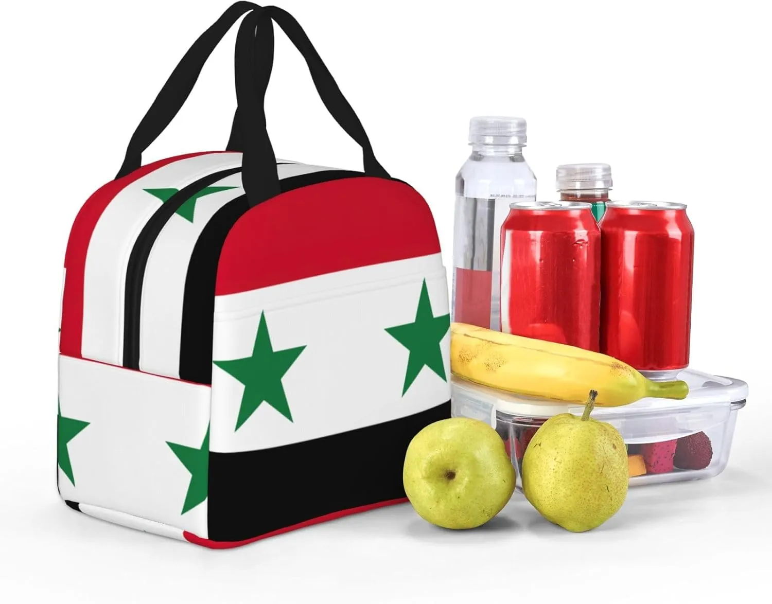Flag Of The Syrian Arab Republic Stylish Lunch Box For Men Women Adults Reusable Bag For Work Picnic