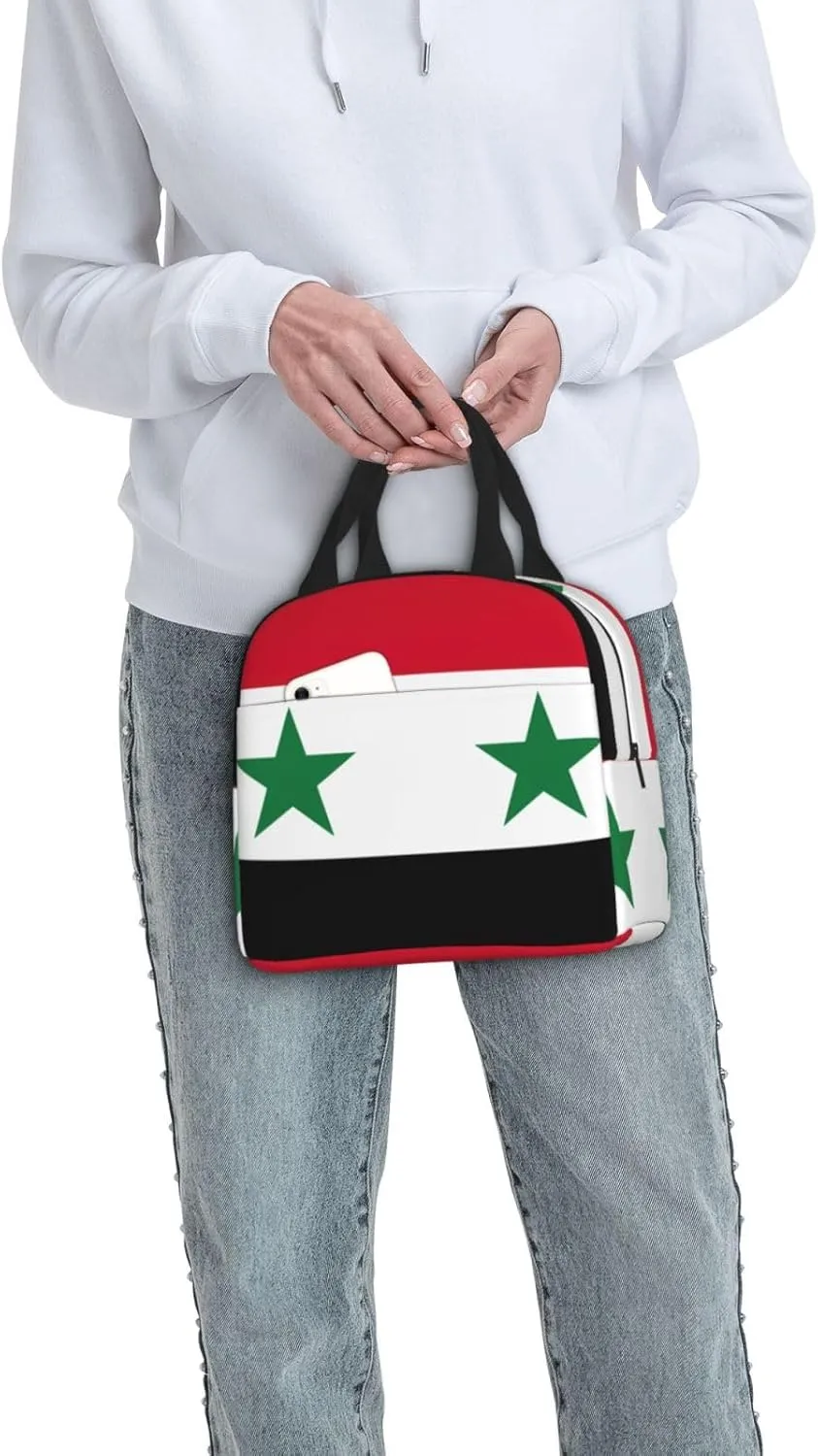 Flag Of The Syrian Arab Republic Stylish Lunch Box For Men Women Adults Reusable Bag For Work Picnic
