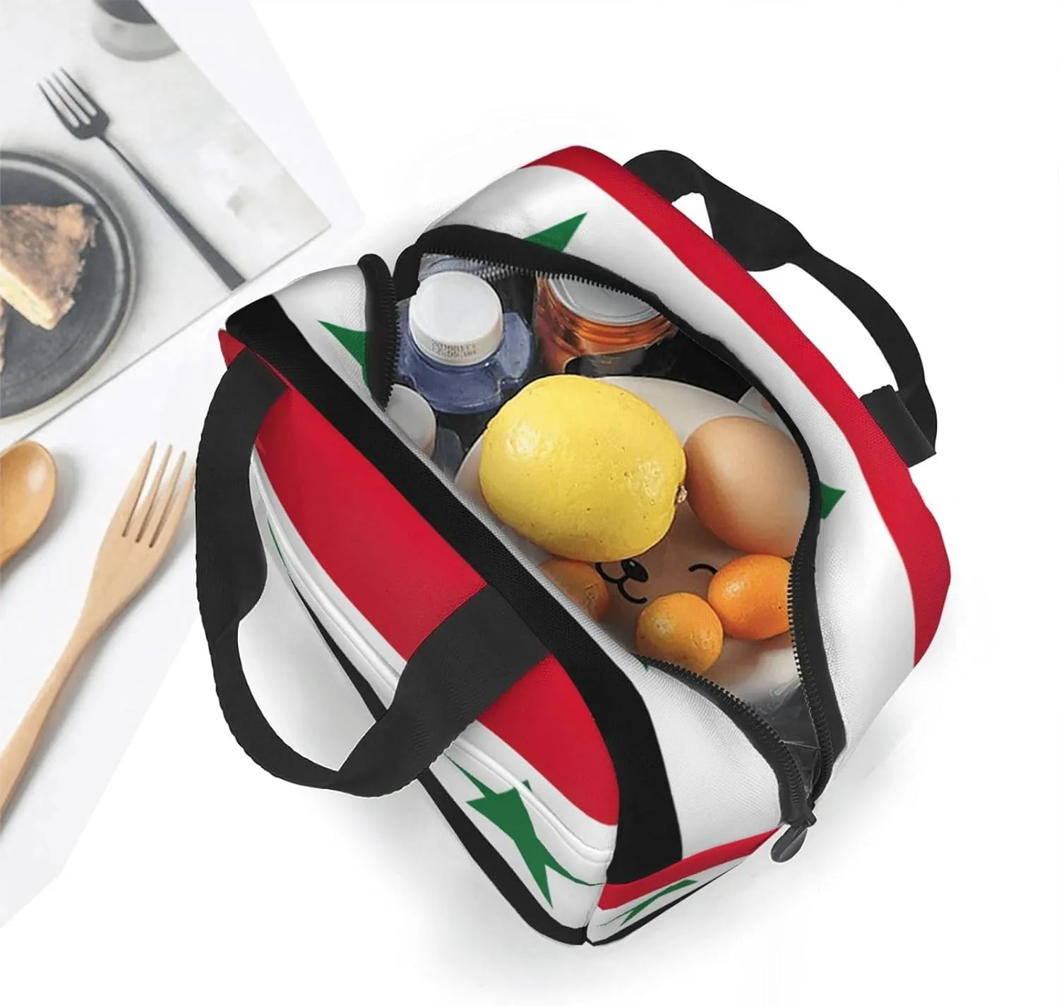 Flag Of The Syrian Arab Republic Stylish Lunch Box For Men Women Adults Reusable Bag For Work Picnic