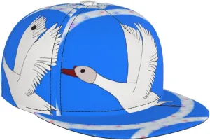Flying White Goose Outdoor Sports Baseball Cap, Daily Sports Adjustable Fashionable Flat Brim hat, Unisex Four-Season Outdoor Sports Cap,