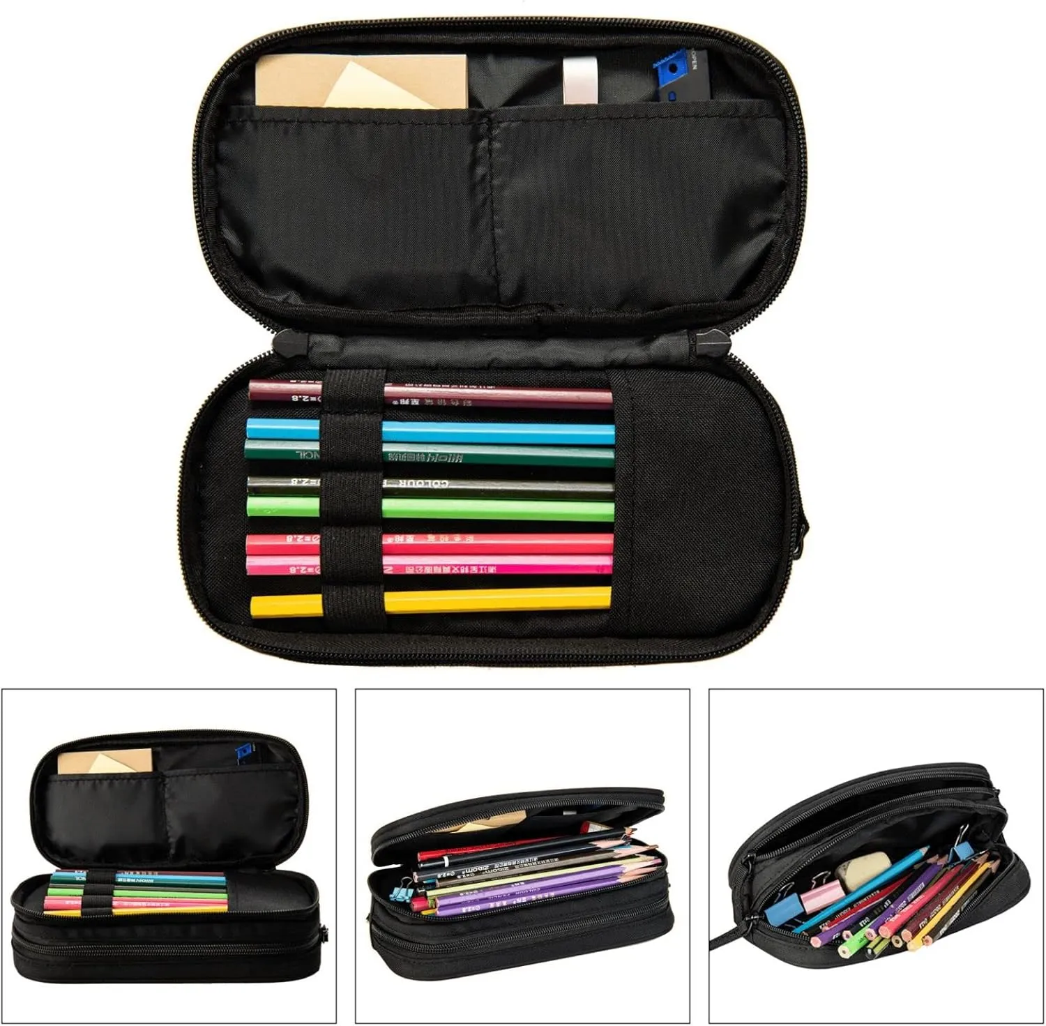 Football Pencil Case for Boys, Sports Themed Pencil Box for Kids Adults, Large Capacity Black Pencil Pouch Stationery Organizer Multifunction Bag for School Business Office