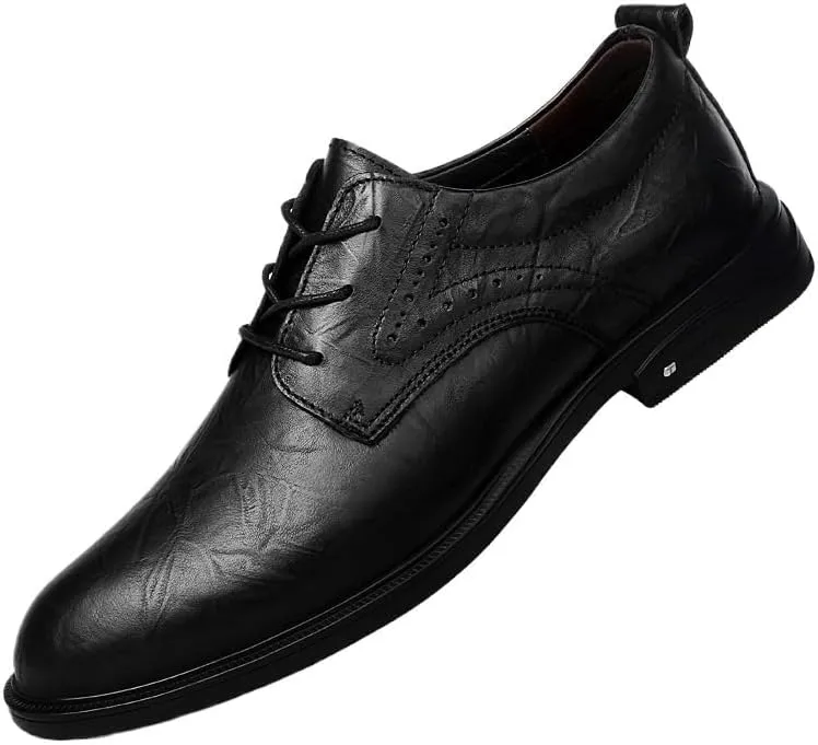 Formal Shoes Dress Oxford for Men's Fashion Lace Up Party Cap Toe Design Top-Grain Leather Working Anti-Slip Shoe