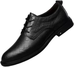 Formal Shoes Dress Oxford for Men's Fashion Lace Up Party Cap Toe Design Top-Grain Leather Working Anti-Slip Shoe