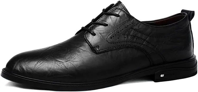 Formal Shoes Dress Oxford for Men's Fashion Lace Up Party Cap Toe Design Top-Grain Leather Working Anti-Slip Shoe