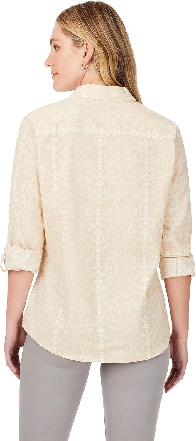 Foxcroft Women's Zoey Long Sleeve with Roll Tag Soft Python Shirt