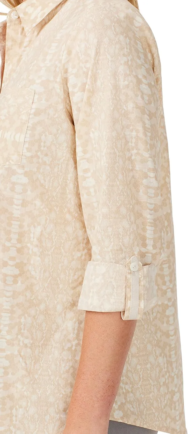 Foxcroft Women's Zoey Long Sleeve with Roll Tag Soft Python Shirt