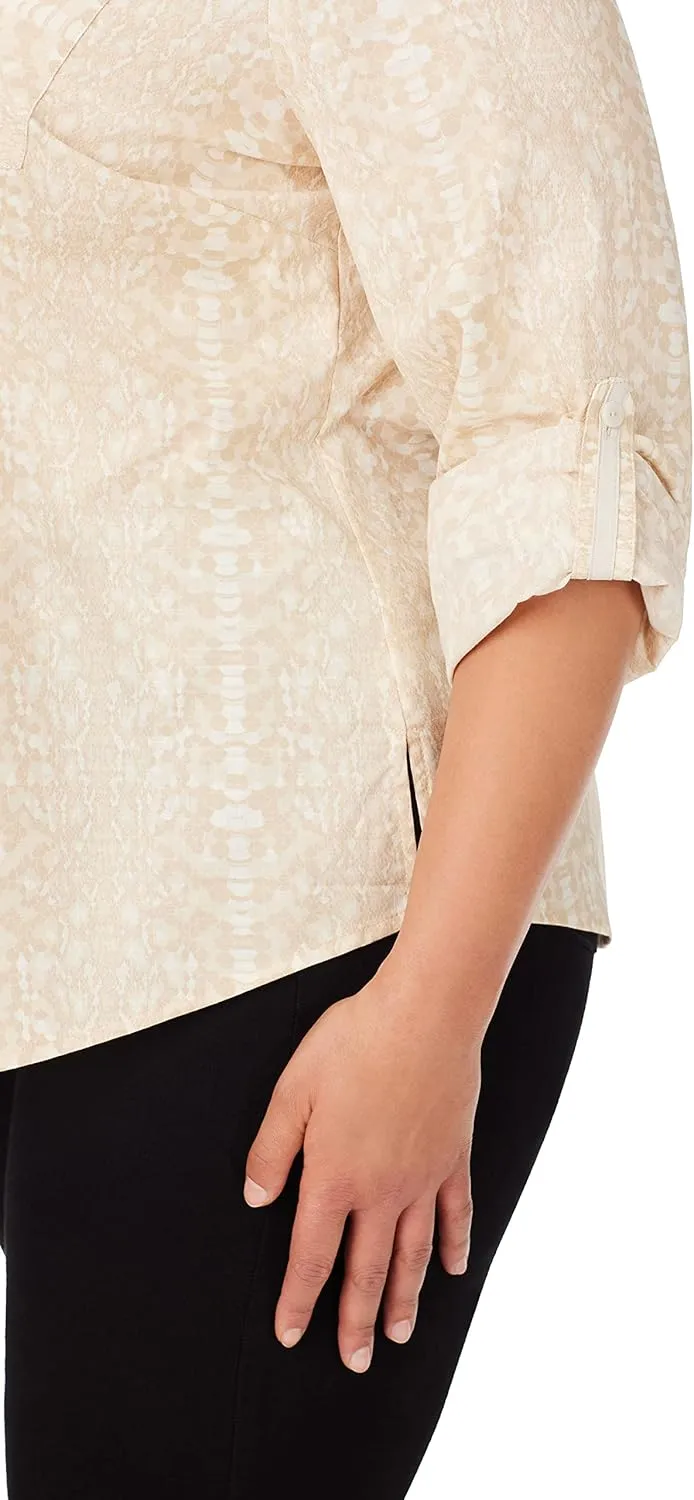 Foxcroft Women's Zoey Long Sleeve with Roll Tag Soft Python Shirt
