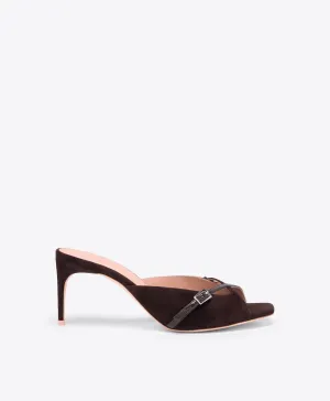 Francine 70 Dark Brown Suede Heeled Sandals