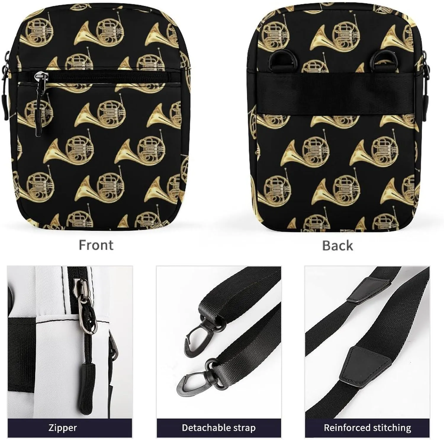 French Golden Horn Detachable Shoulder Strap Small Shoulder Bag Unisex