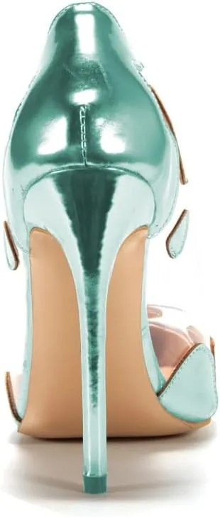 FSJ Women Studded Pointed Toe Transparent Pumps High Heels Shoes with Cute Bowknot US Size 4-15 M