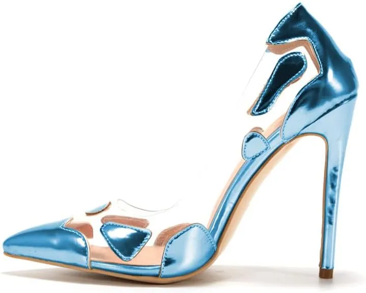 FSJ Women Studded Pointed Toe Transparent Pumps High Heels Shoes with Cute Bowknot US Size 4-15 M
