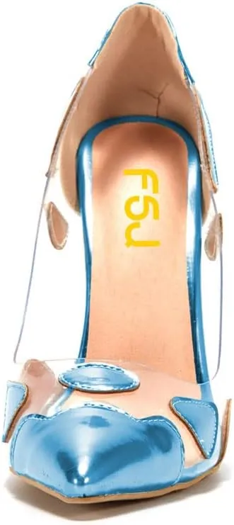 FSJ Women Studded Pointed Toe Transparent Pumps High Heels Shoes with Cute Bowknot US Size 4-15 M