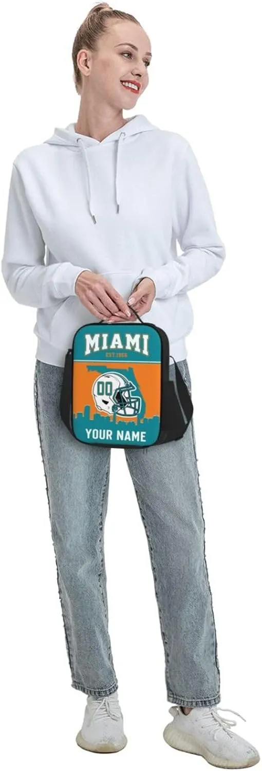 Generic Miami Lunch Bag Custom Lunch Box Personalized Football Style Lunch Box Backpack Gifts for Fans Men Women