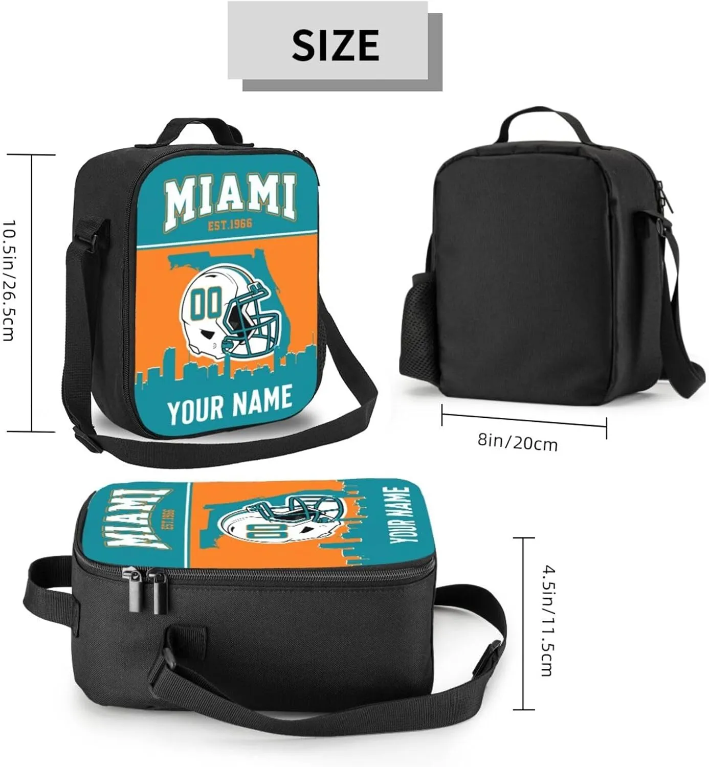 Generic Miami Lunch Bag Custom Lunch Box Personalized Football Style Lunch Box Backpack Gifts for Fans Men Women