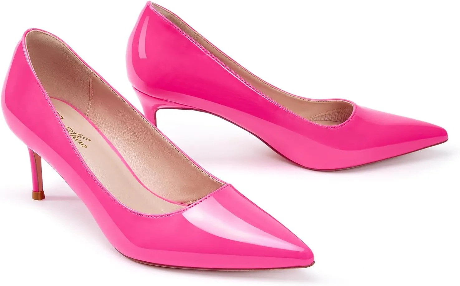 GENSHUO Low Heel Pumps for Women Closed Toe Slip On Stillettos Heels Dress Shoes