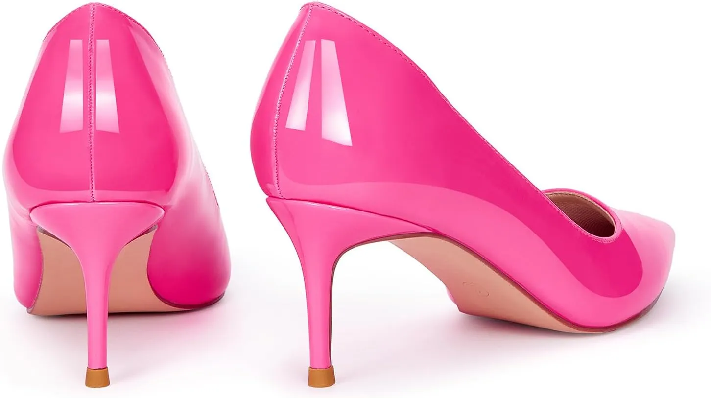 GENSHUO Low Heel Pumps for Women Closed Toe Slip On Stillettos Heels Dress Shoes