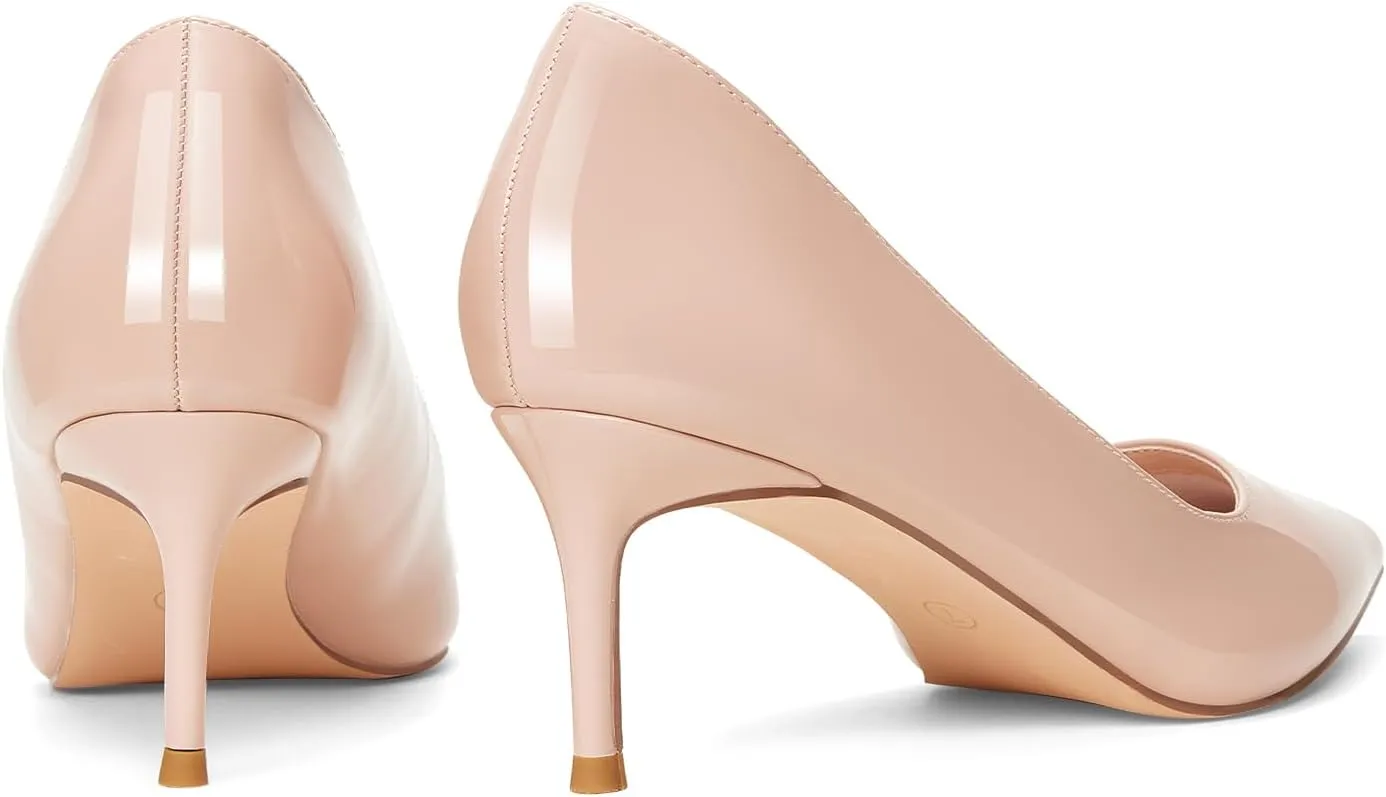 GENSHUO Low Heel Pumps for Women Closed Toe Slip On Stillettos Heels Dress Shoes