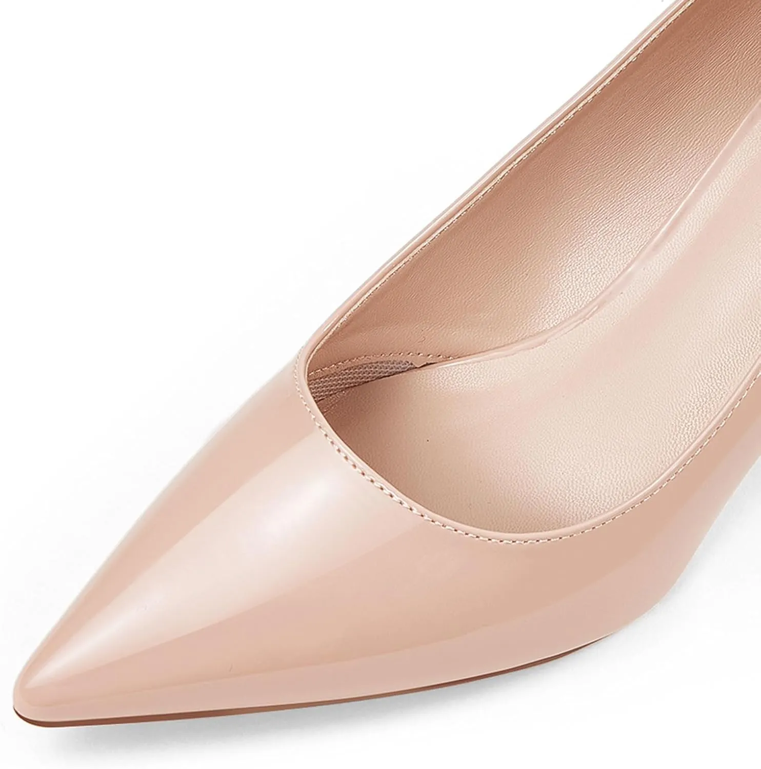 GENSHUO Low Heel Pumps for Women Closed Toe Slip On Stillettos Heels Dress Shoes