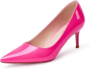 GENSHUO Low Heel Pumps for Women Closed Toe Slip On Stillettos Heels Dress Shoes