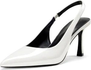 GENSHUO Women's Slingback Heels Closed Pointed Toe Dress Pumps Shoes Slip On 4 Inch High Stiletto Comfortable Sexy Wedding Work Casual Prom Party