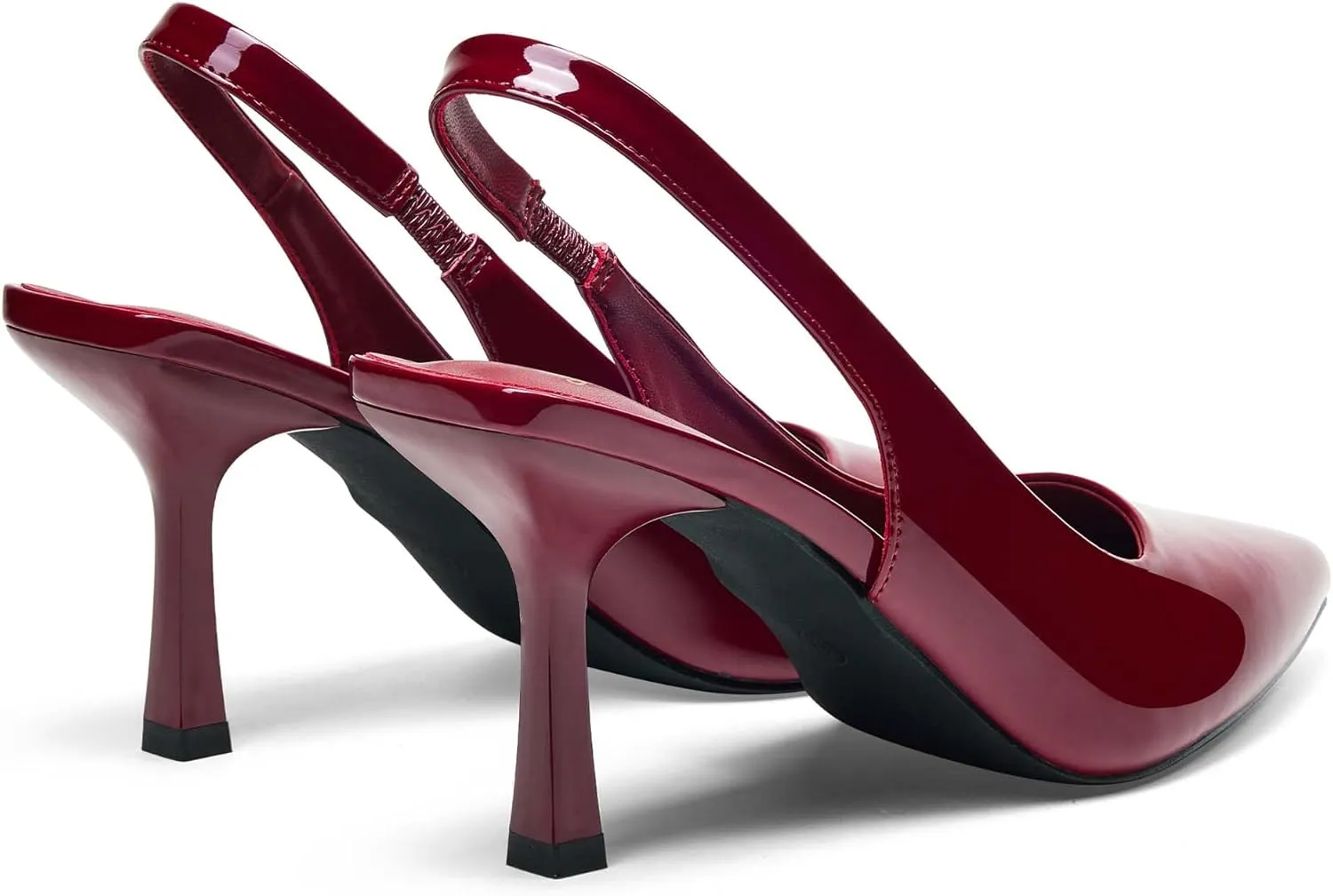GENSHUO Women's Slingback Kitten Heel Pointed Closed Toe Stiletto Pumps Slip on Elastic Strap Wedding Party Dress Sandals Shoes