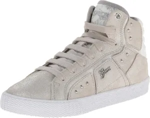 Geox JR Smart Girl 1 Sneaker (Toddler/Little Kid/Big Kid),Silver,36 EU (4 M US Big Kid)