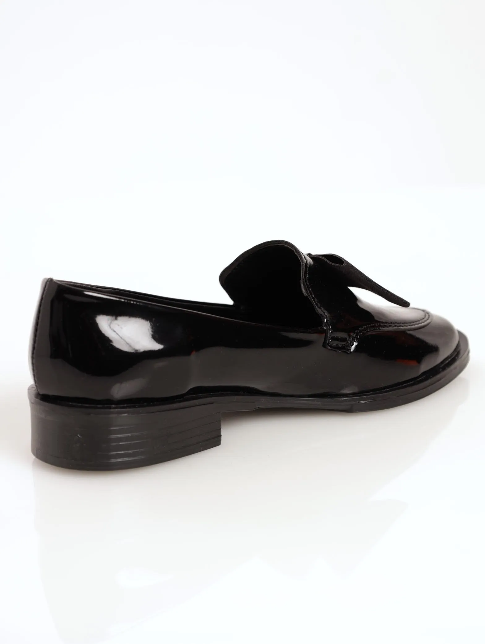 Girls Patent Loafer With Bow - Black