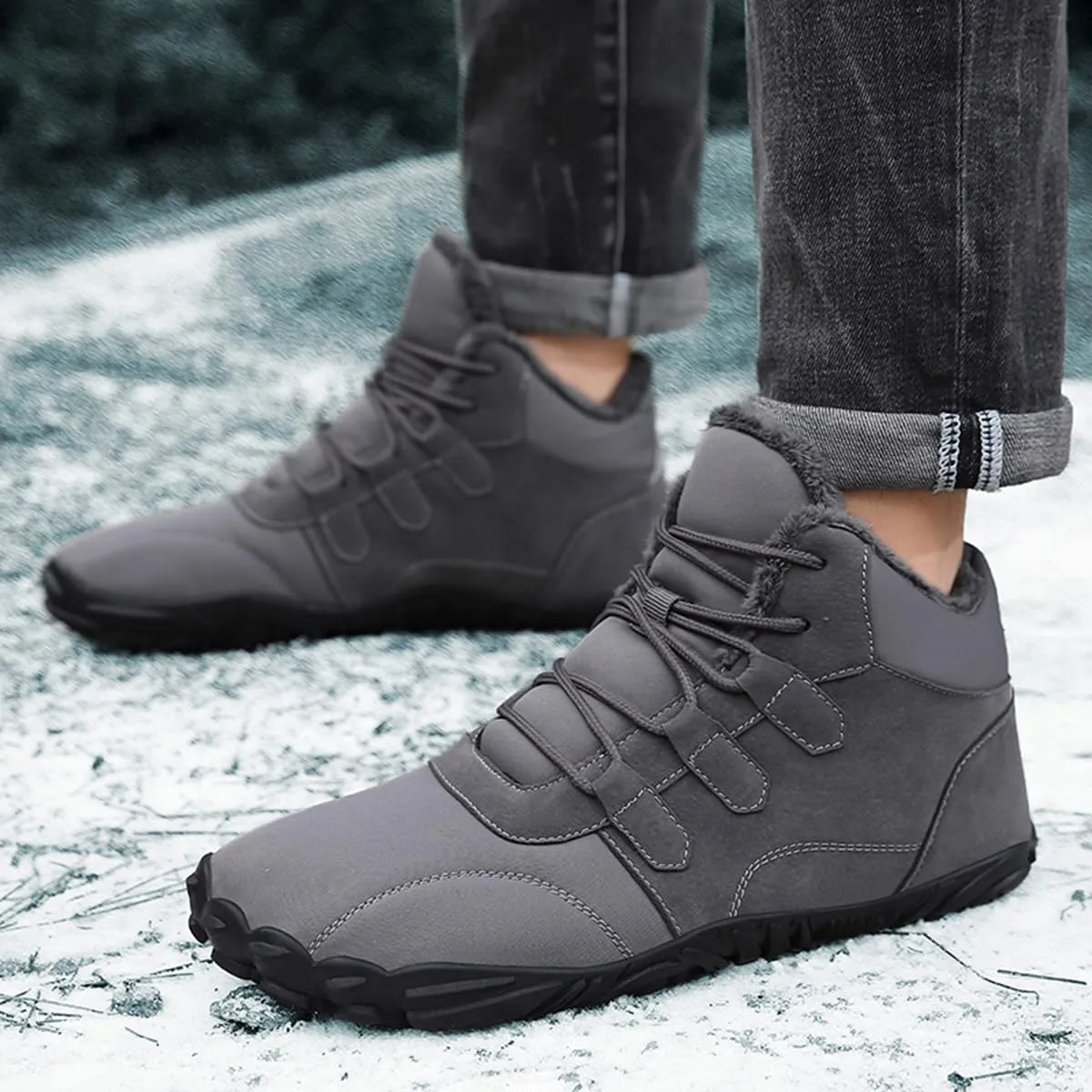 Glacia Barefoot Shoes Winter, Grounded Barefoot Footwear for Women Men, Waterproof Hike Wide Toe Boots