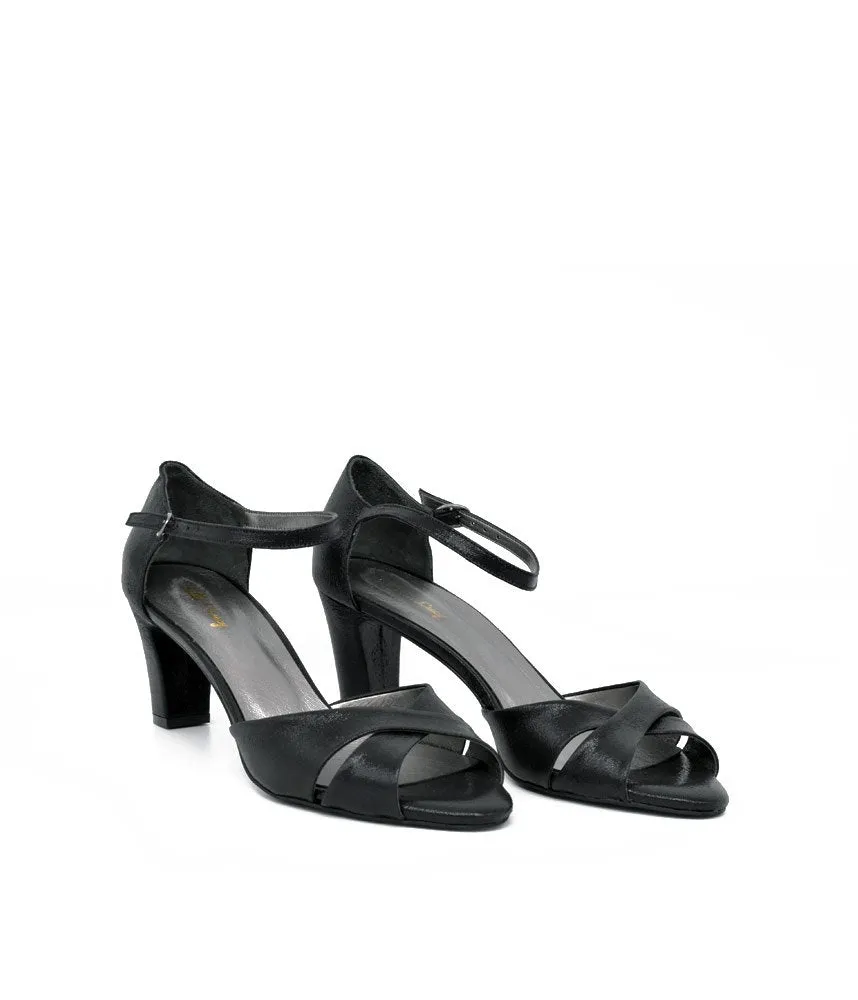 Glam Black Ankle Strap Sandals