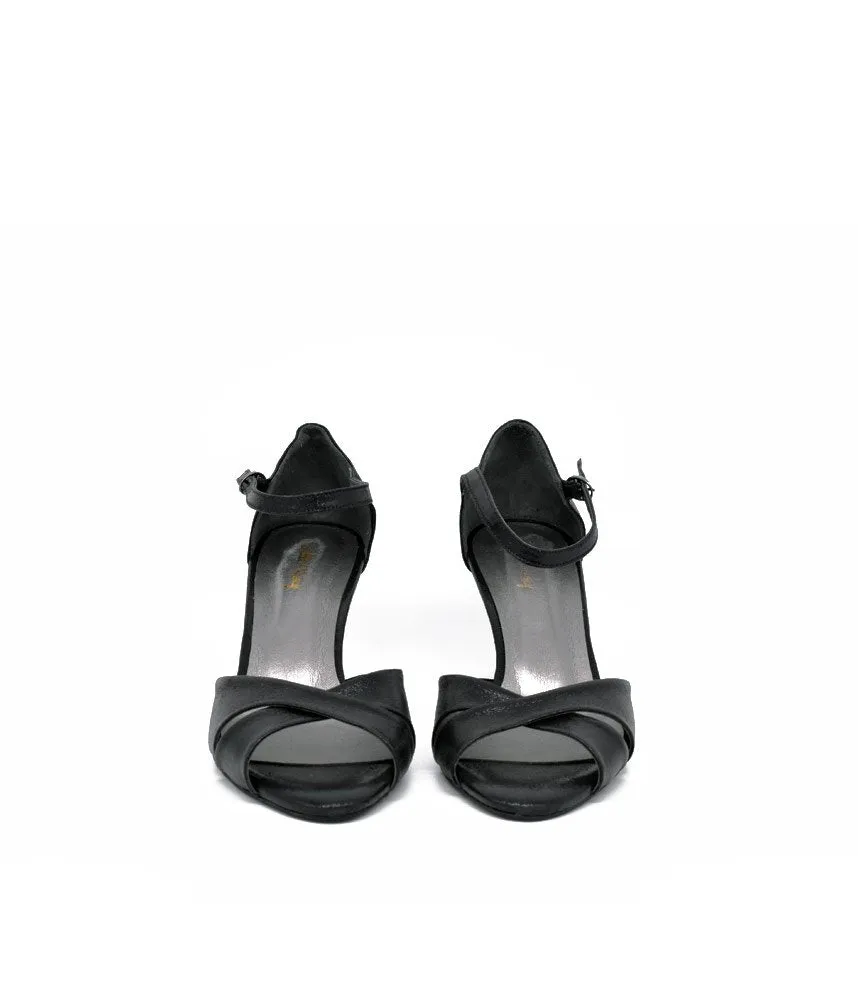 Glam Black Ankle Strap Sandals