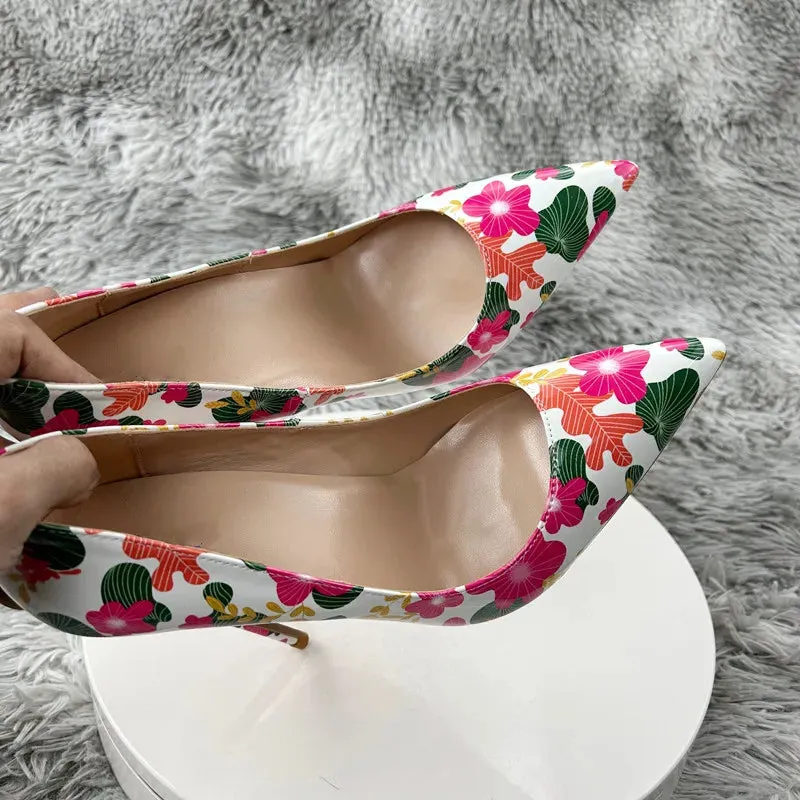 Glossy paint High Heel Pumps Colorful Rainbow Colored graffiti Bling Bling Dress Shoes