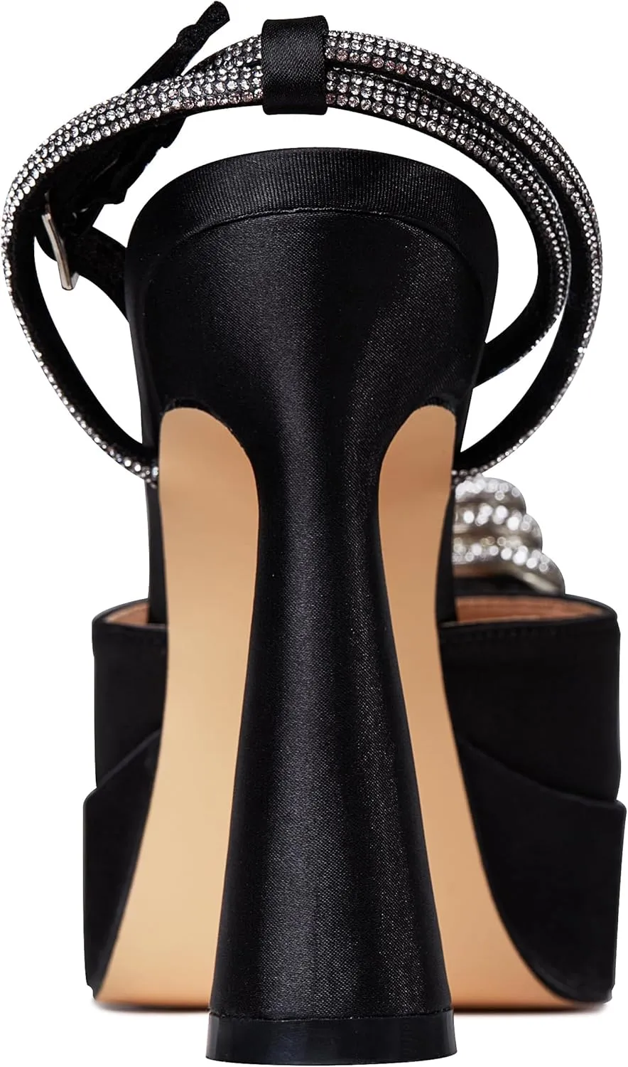 Goiphrri Platform Ankle Strap High Heeled Lace Up Pumps Sandals Ankle Buckle Straps Pump Rhinestone Stilettos Bowknots Wedding Sandals