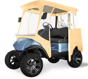 Golf Cart Enclosure for EZGO TXT/RXV | 2-Passenger All-Weather 600D Waterproof Cover with Mirror Cutouts, Detachable Windshield & 360° Clear Windows – Golf Cart Enclosure for Safety & Visibility