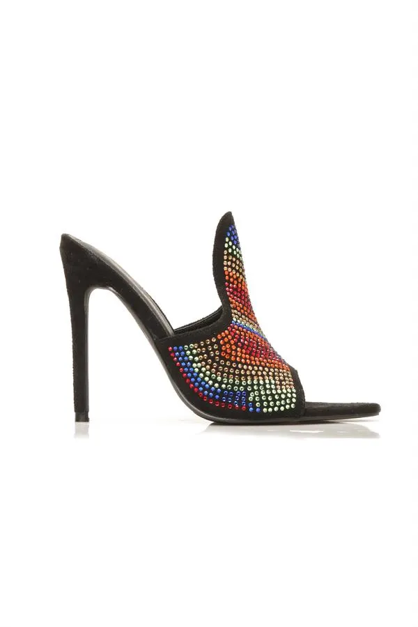 Great price Toe Open Open Toe Robbin Sandals Rhinestone Mule Crystalize Black Dress Fully customizable Cape