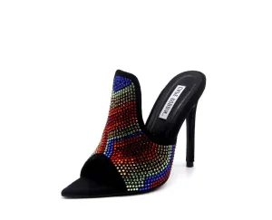 Great price Toe Open Open Toe Robbin Sandals Rhinestone Mule Crystalize Black Dress Fully customizable Cape