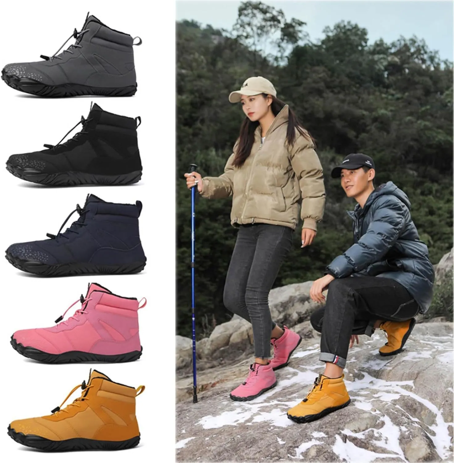 Grounded Winter Footwear For Women,Winter Footwear Barefoot Womens Boots Men,Warm Non-Slip Waterproof Barefoot Shoes